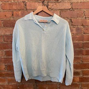 Vintage Retro Baby blue collared knit top